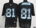NFL Detroit Lions 81 Calvin Johnson Black United Sideline Jerseys