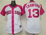 MLB%20Boston%20Red%20Sox%2013%20Crawford%20Womens%20Pink%20Splash%20Fashion%20Jersey