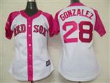 MLB%20Boston%20Red%20Sox%2028%20Gonzalez%20Womens%20Pink%20Splash%20Fashion%20Jersey