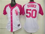 MLB%20Chicago%20White%20Sox%2050%20Danks%20Womens%20Pink%20Splash%20Fashion%20Jersey