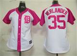 MLB%20Detroit%20Tigers%2035%20Verlander%20Womens%20Pink%20Splash%20Fashion%20Jersey