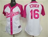 MLB%20Los%20Angeles%20Dodgers%2016%20Ethier%20Womens%20Pink%20Splash%20Fashion%20Jersey