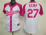 MLB%20Los%20Angeles%20Dodgers%2027%20Kemp%20Womens%20Pink%20Splash%20Fashion%20Jersey