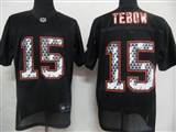 NFL Denver Broncos 15 Tebow Black United Sideline Jerseys